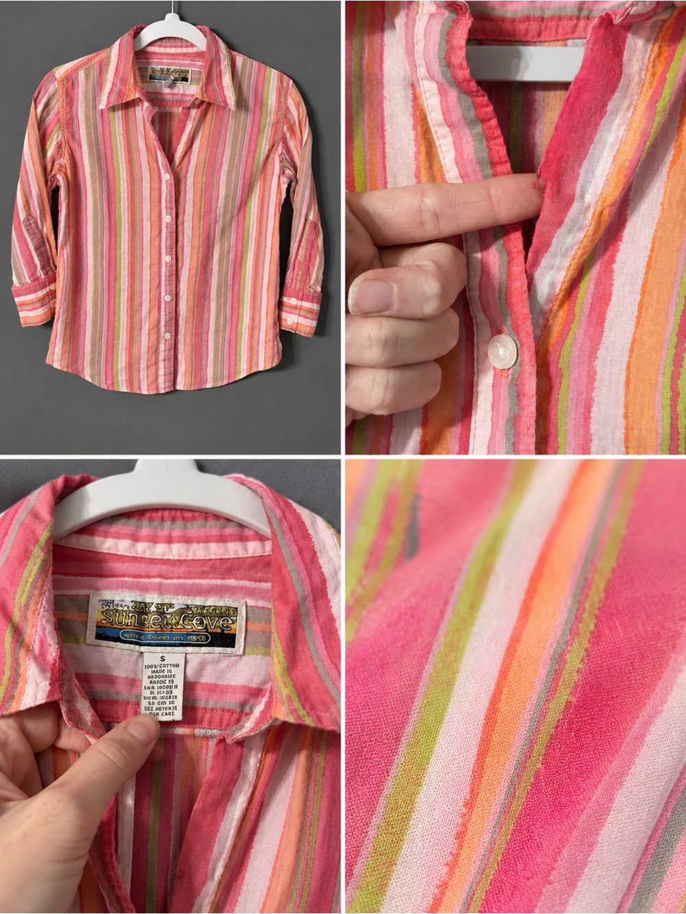 Sun & Cove Pink Striped Button-Down Shirt